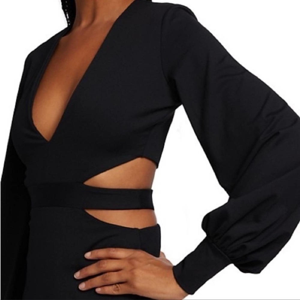 NWT Susana Monaco Black Deep V-Neck Cut out Back Dress Size Small - Picture 5 of 13